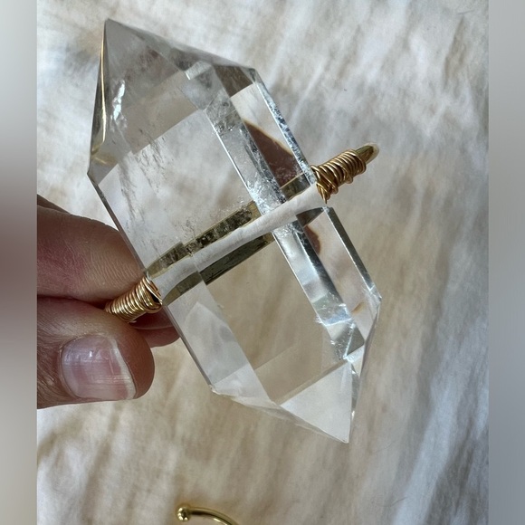 14k Plated Giant DT Quartz Power Crystal Cuff Bracelet - Picture 6 of 8